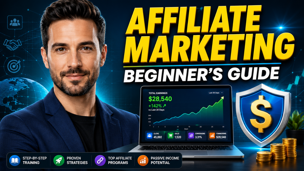 A complete beginner's guide to affiliate marketing — step-by-step training, proven strategies, top affiliate programs, and passive income potential explained for 2026. affiliate marketing beginner's guide 2026 - step by step training showing $28,540 earnings with proven strategies and passive income potential
